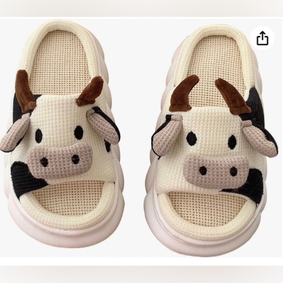 Gaolinci Cartoon Cow Cotton Slippers - Picture 1 of 6